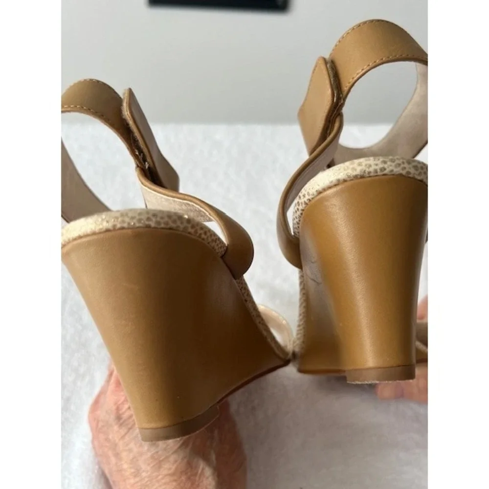 Louise Et Cie Rose Gold & Beige Wedge Sandals | Women's 7.5 M | ‎ Good Condition